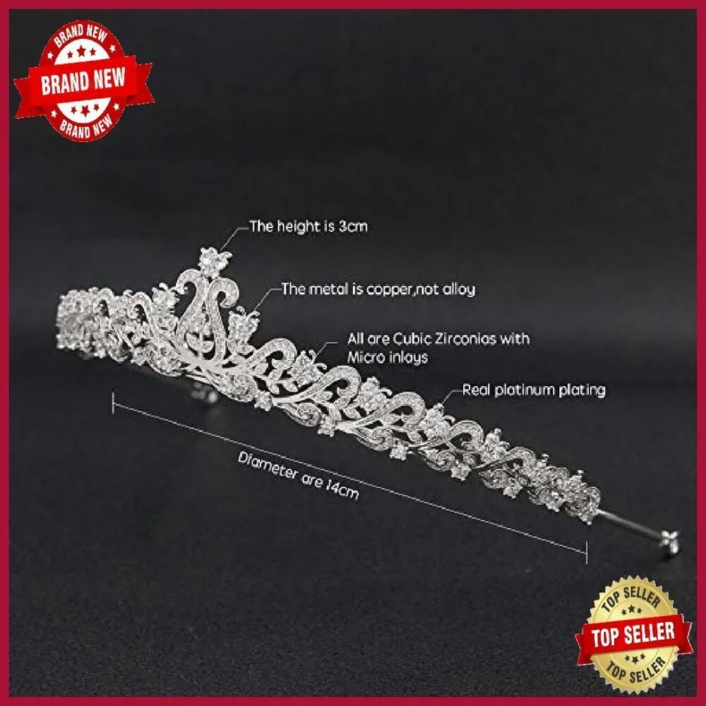 Sparkling Cubic Zirconia Tiara Hair Accessory for Weddings & Parties
